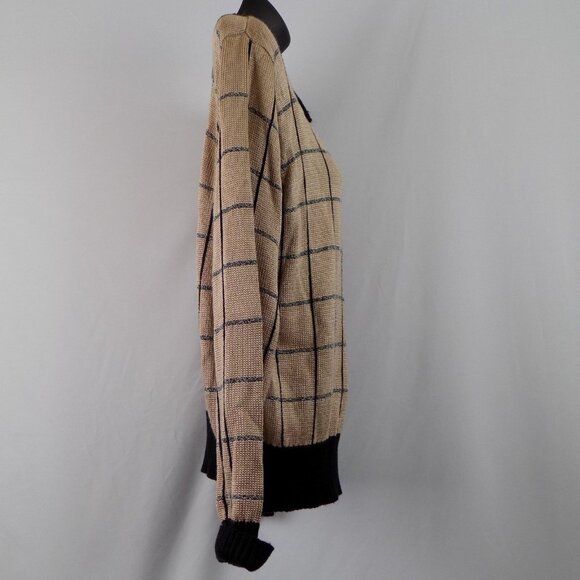 Fia Italia Sweater Women Size M Handloomed Brown Black Gray Full Zip Vintage - Picture 4 of 9